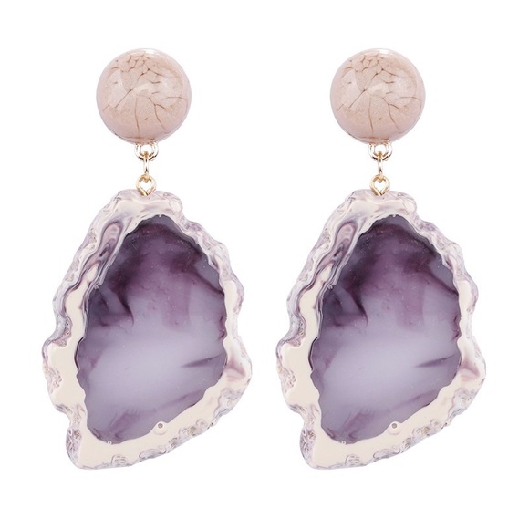 Acrylic Stone Purple Earrings - Picture 2 of 5